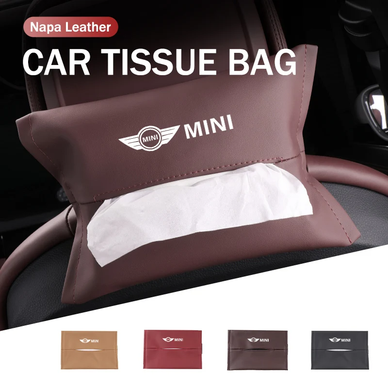 Car Seat Back Paper Hanging Tissue Box Storage Bag Accessories For MINI Cooper One JCW Clubman Countryman R55 R56 F55 F56