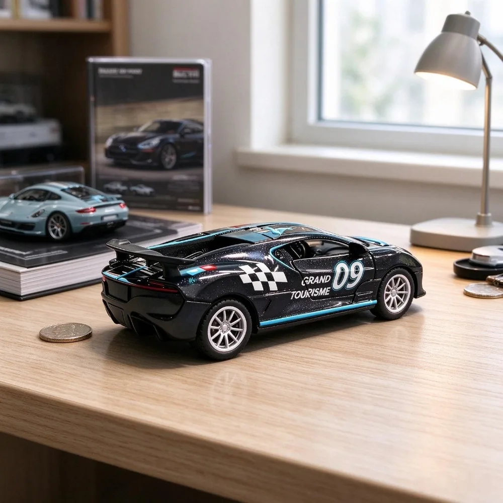 Bagged 1:36 Scale Diecast Sports Car Model, Openable Doors, Real Racing Livery, Alloy Collectible Display Ornament, Gift for Car view 6