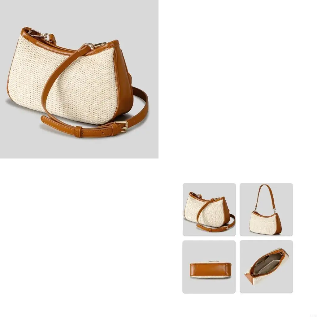 

Elegant Shaped Straw Bag for Women Shoulder Bags Armpit Purse Designed for Relaxed Beach and Vacation