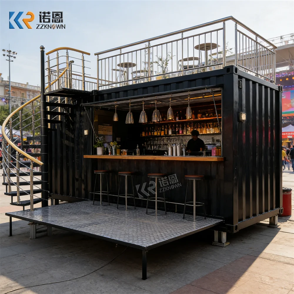 Outdoor Mobile Shipping Container Coffee Bar Cafe Store Waterproof Foldable Container Shop Restaurant With Kitchen