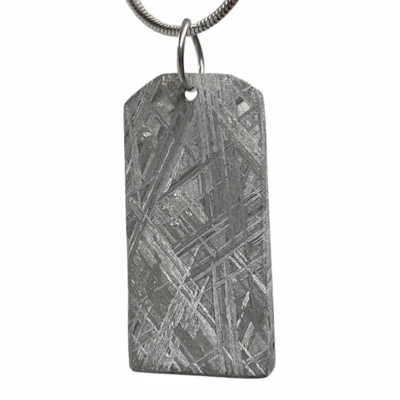 Gibeon Meteorite Necklace Pendant Natural Meteorite Slice Cube Shape Cosmic Jewelry Collectible Souvenir Gift LK569