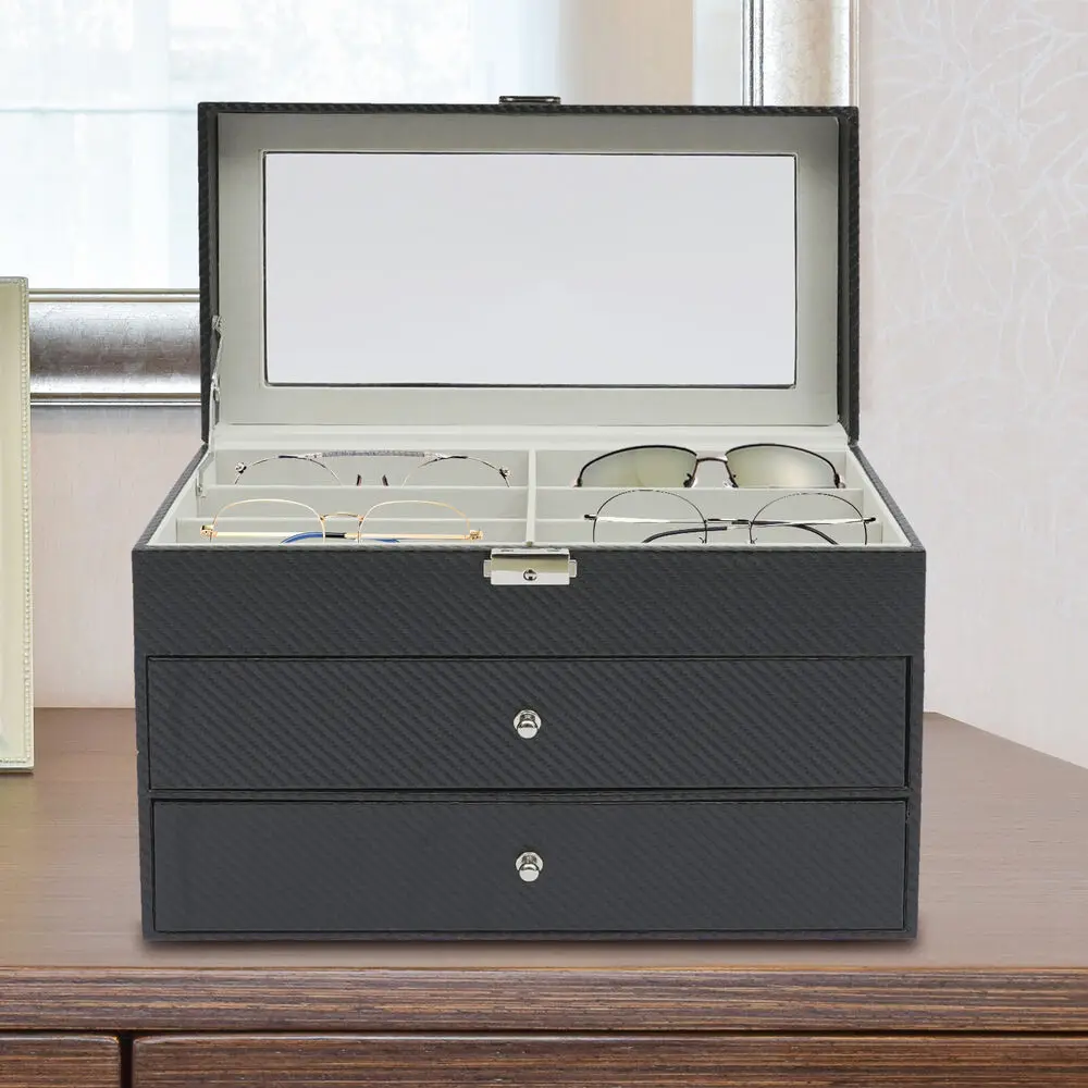 18 Slot Eyeglass Sunglasses Storage Box 3 Layers Glasses Display Organizer Case