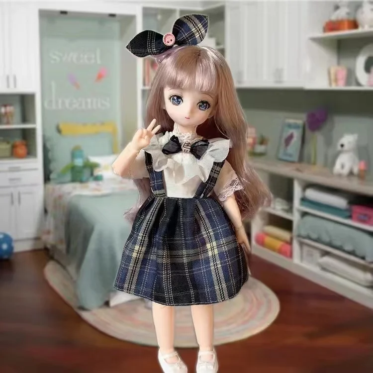 1/6 Kawaii Doll 30cm Cute Blyth Doll Joint Body Fashion BJD Dolls Toys with Dress Shoes Wig Make Up Gifts for Girl pullip