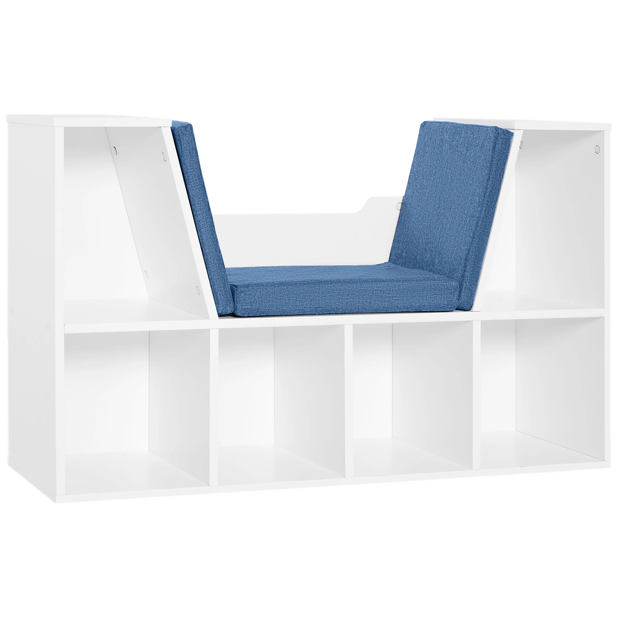 Boekenkast met zitplaats Boekenplank met 6 kussens voor woonkamer slaapkamer 102X30X61Cm Wit en Roze