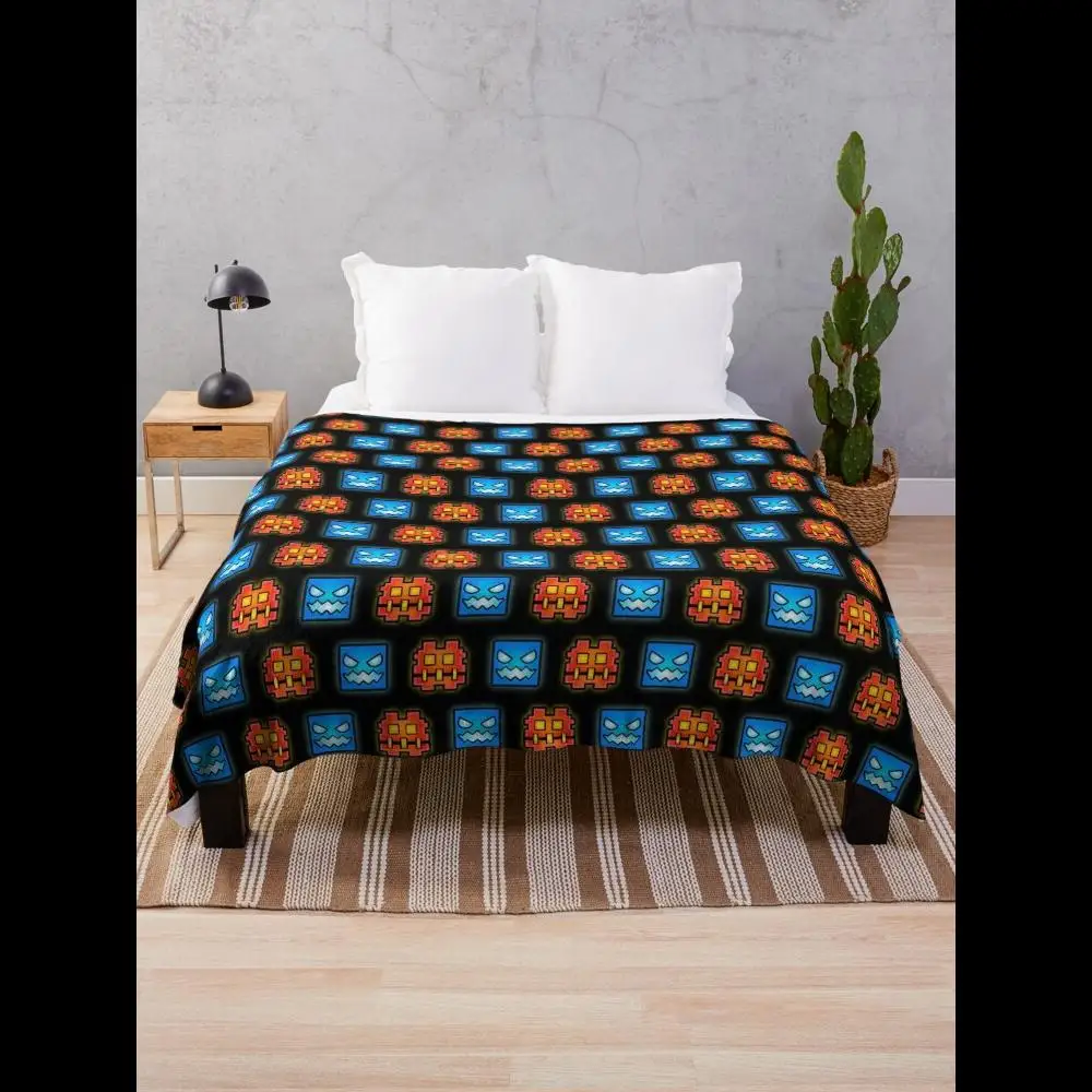 

Geometry Dash Throw Blanket Soft Lightweight Microfiber Blanket for Bed Couch Sofa Perfect for Gaming Rooms and Fans