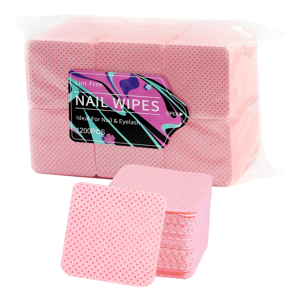 1200 toallitas removedoras de esmalte, almohadillas limpiadoras de uñas no tejidas para mujeres, belleza, salón, herramienta de arte de uñas 2