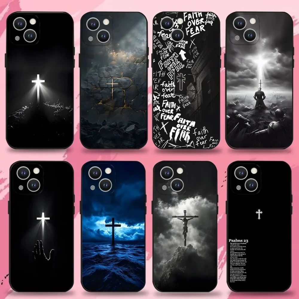 Jesus Bible Verse Christian Phone Case For iPhone 16,15,14,13,12,11 Plus,Pro Max,XS,X,XR,SE,Mini,8,7,Soft Silicone Black Cover