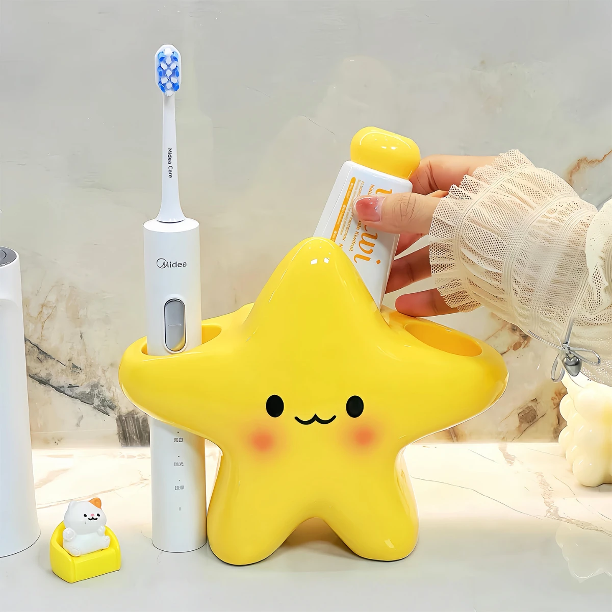 Star toothbrush holder, cute cartoon washbasin, electric toothbrush storage rack, high-value couple toothpaste storage rack