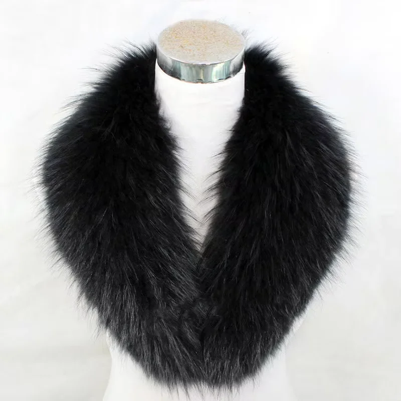 Natural Fur Collar Real raccoon fur fox collar natural scarf Genuine Big Raccoon Jacket Fur scarf warp shawl winter neck warmer view 6