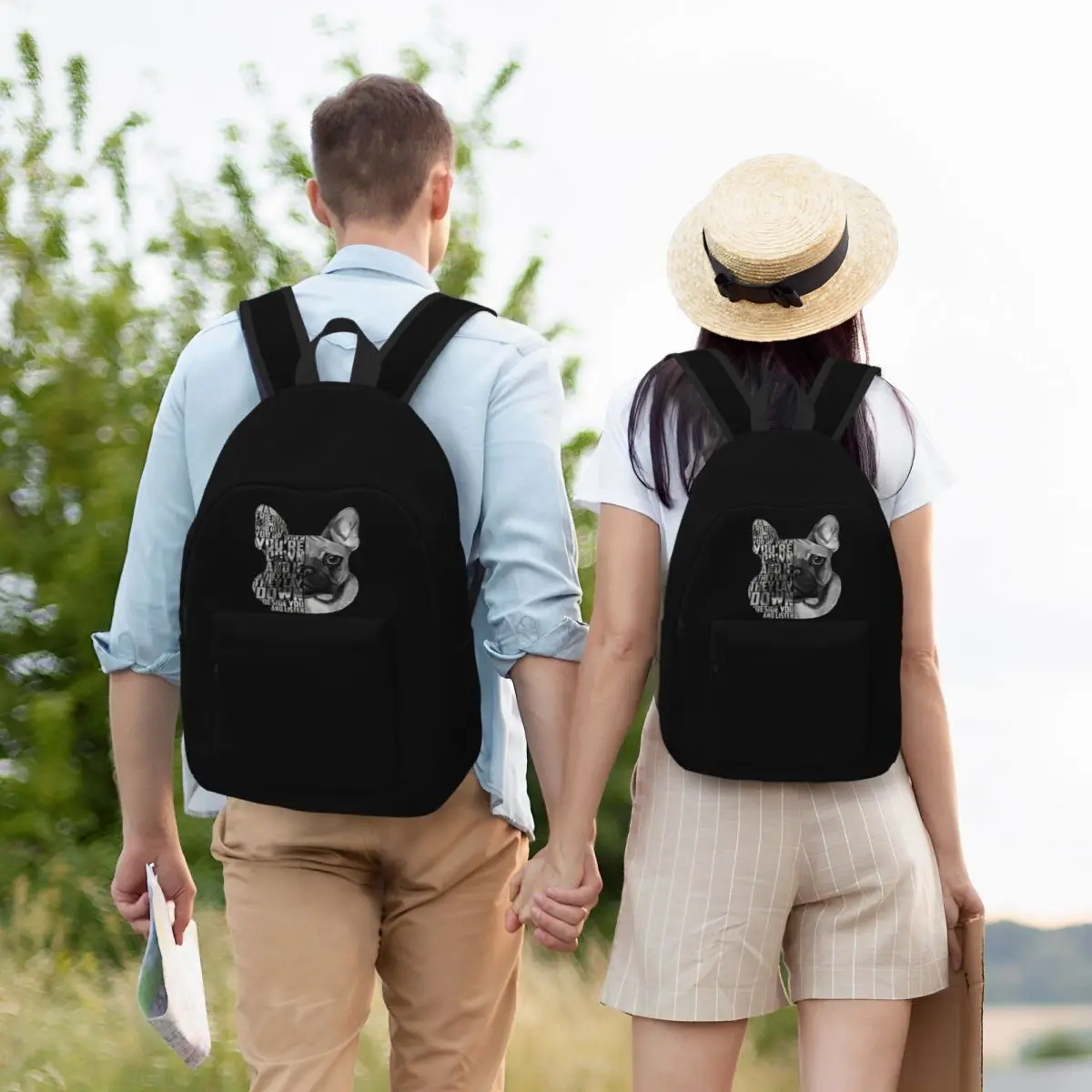 French Bulldog Head Citar Mochila de lealdade para homens e mulheres, mochila legal de trabalho estudantil, sacos de lona universitários, sacos esportivos