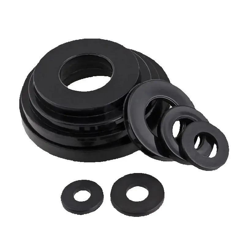 

1000 шт. M8x16mmx1.5mm Arandelas de plástico, черные нейлоновые плоские шайбы, прокладки