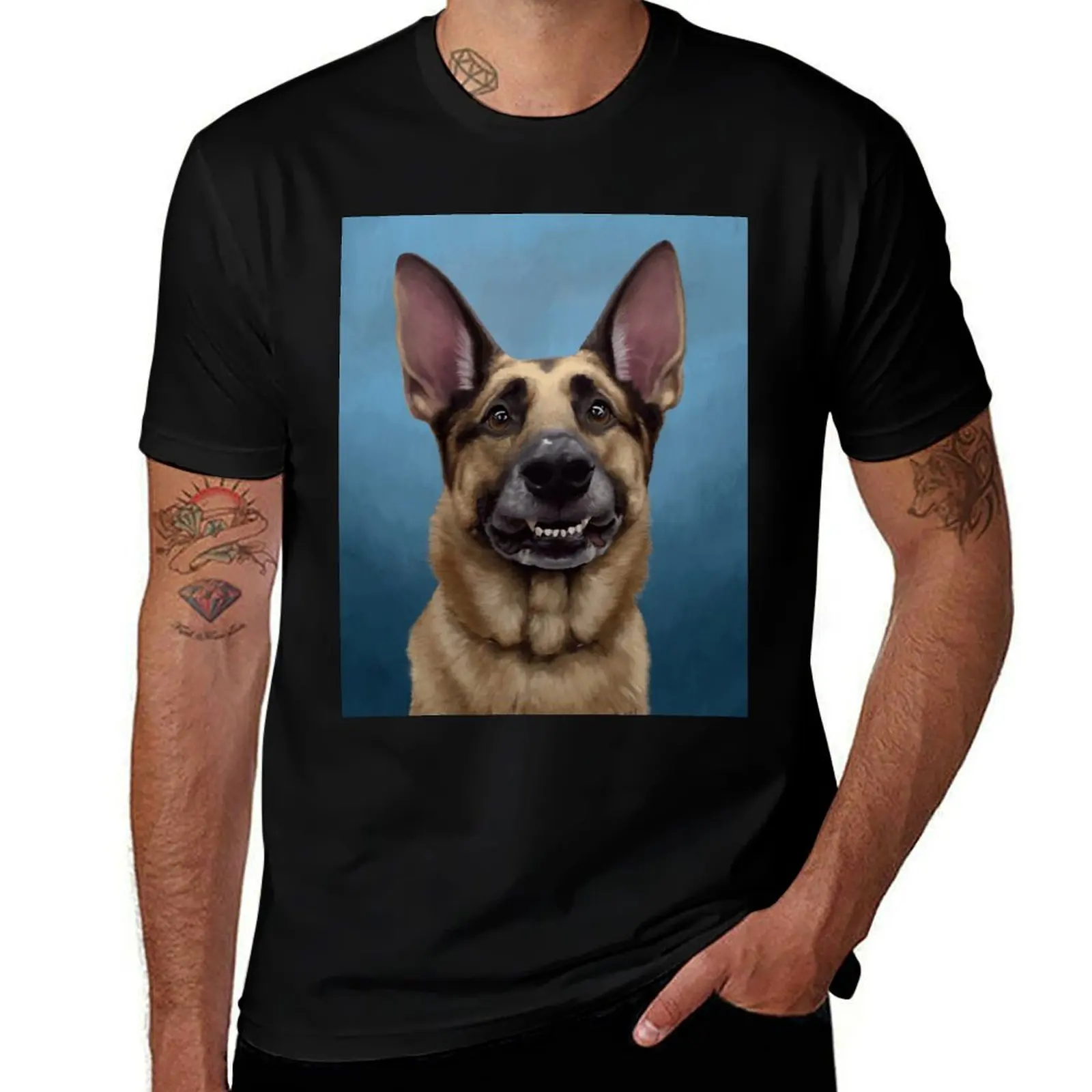 

Roscoe the German Shepherd T-Shirt blue archive custom shirt affliction shirts mens fashion