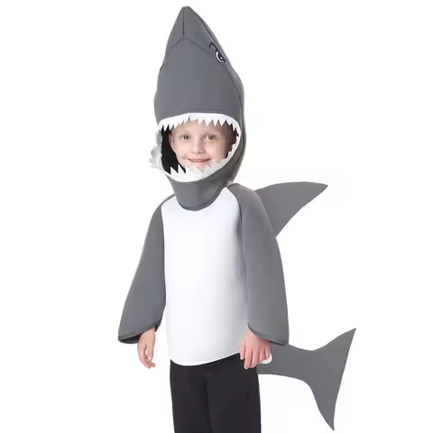 Children Funny Shark Cosplay Customes for Halloween Carnival Party Animals Clothes Cos School Movie Performance Shark Cos