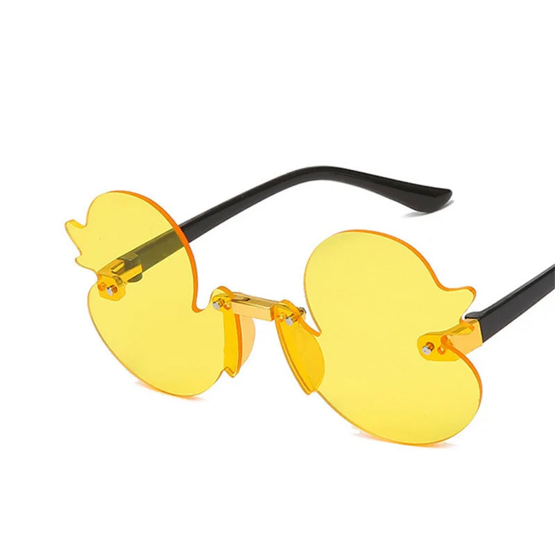 Fashion Rimless Children\'s Sunglasses Cartoon Duck Shape Kids Shade Cute Glasses Party Decorative Glasses for Child UV400