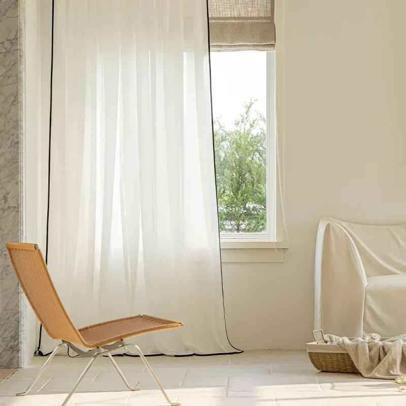 Custom Size Fashion Luxury European White Tulle Light-transmitting And Opaque Curtains For Living Room Bedroom Curtain