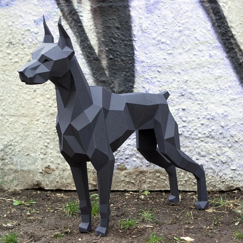 Model kertas Doberman 75cm buatan tangan 3D DIY Papercraft dekorasi rumah meja mainan pendidikan puzzle patung poli rendah