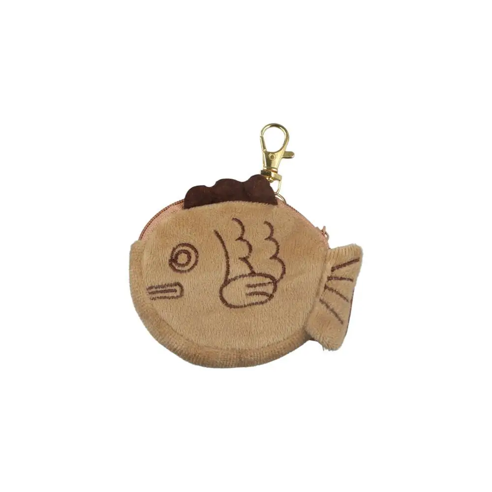 Plush Keychain Lipstick Bag Mini Card Package Coin Purse Keychain Soft Taiyaki Coin Purse Small Fish Purse Zipper Wallet