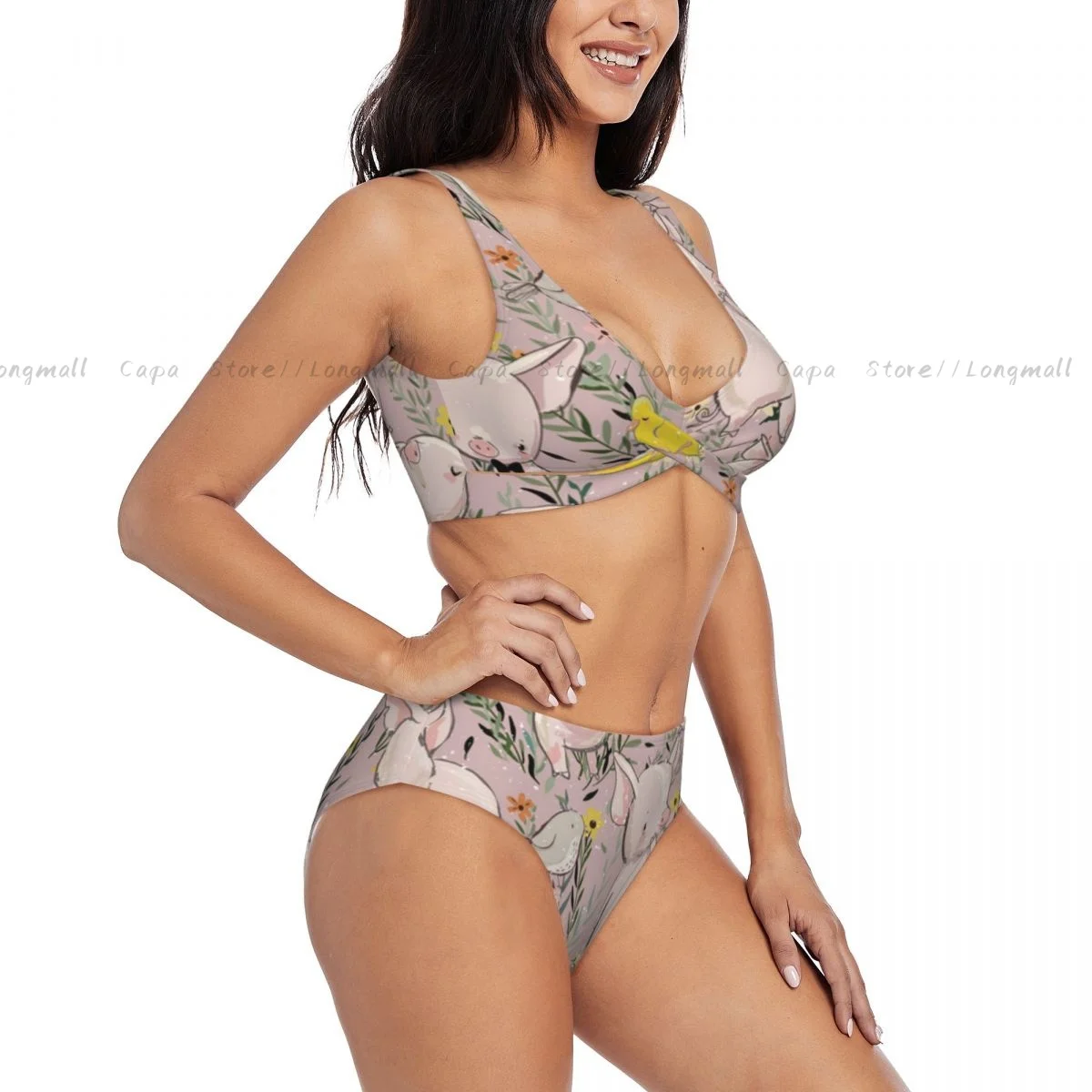 

Women Bikini Set Cute Pigs With Ducks Swimsuit Push Up Female Swimwear Bathing Suit