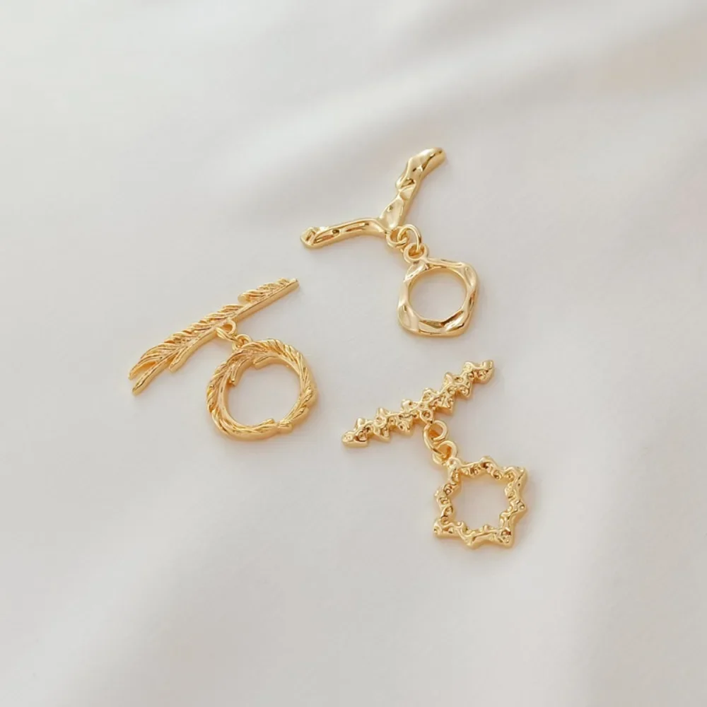 

The New OT Buckle 14-bag Gold Feather Lightning Irregular IQ Buckle Pearl Bracelet Necklace Is Connected To The End Buckle