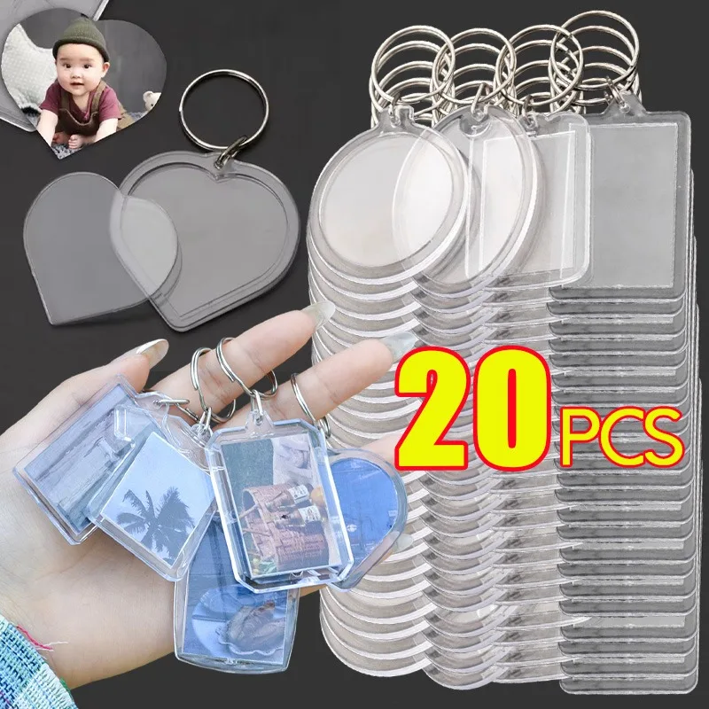 5/20pcs Transparent Photo Frame Keychain Tassels Snap-In Custom Insert Photo Acrylic Blank Keyring Clear Blank Picture Pendant