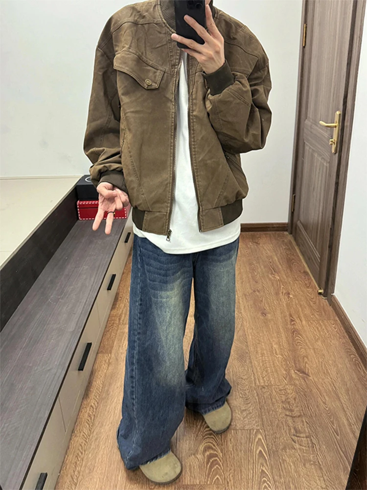 

Detroit Men's Baseball Jaet Spring Autumn Workwear American Retro Sle Spring Autumn Winter Stand Fit Color Blo Jaet