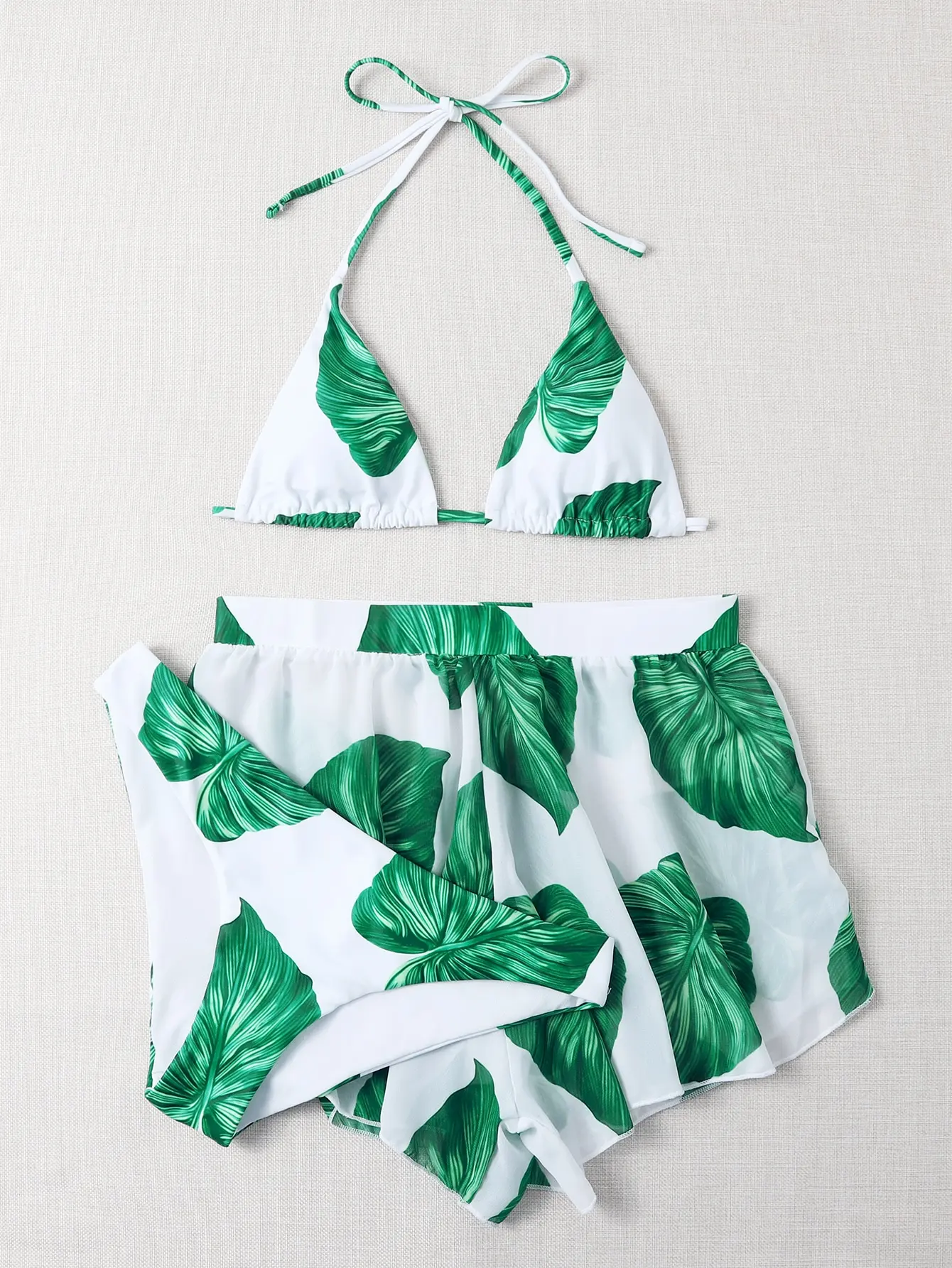 Bikini Tropical de 3 piezas para mujer, traje de baño de dos piezas con diseño triangular, estilo veraniego, 2024