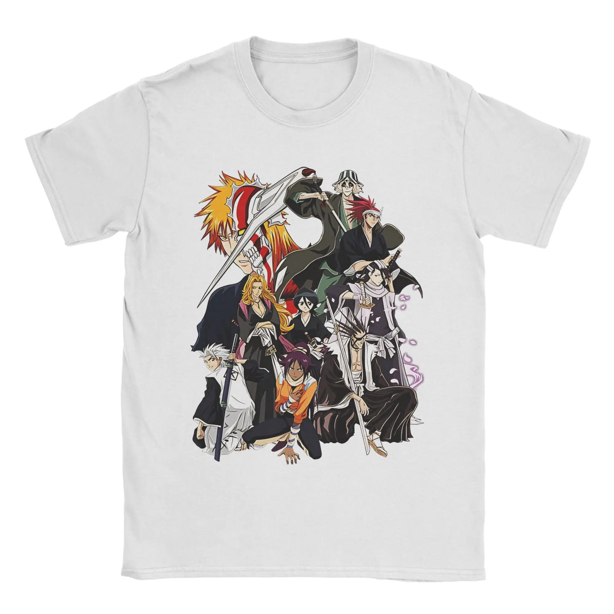 Leisure Bleachs Anime Manga T-Shirt Men Round Collar Pure Cotton T Shirts  Short Sleeve Tees Party Clothes