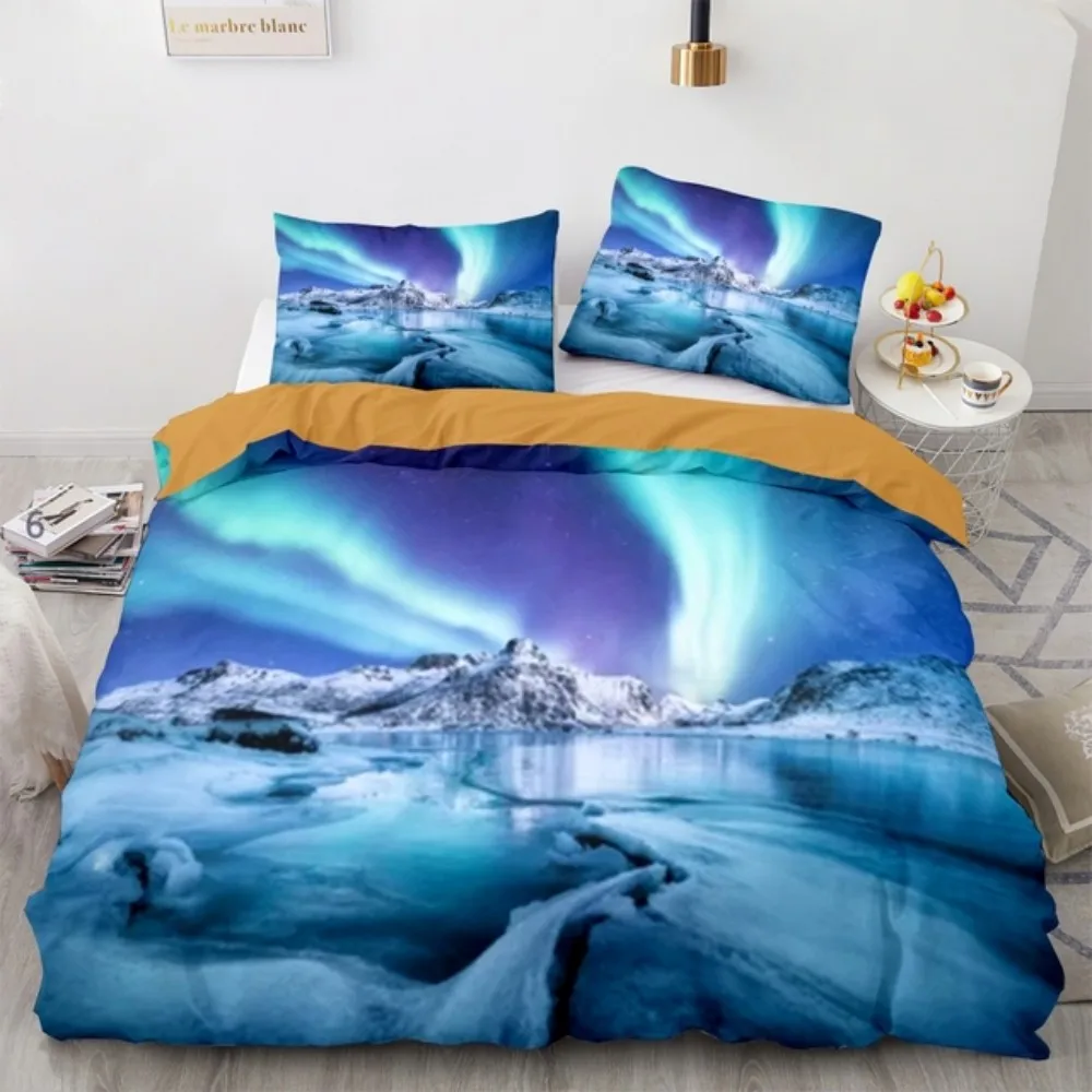 

Space Galaxy Aurora Sunset Glow Bedding Set Single Twin Full Queen King Size Sky Stars Moon Bed Set Children's Kid Duvetcover 13