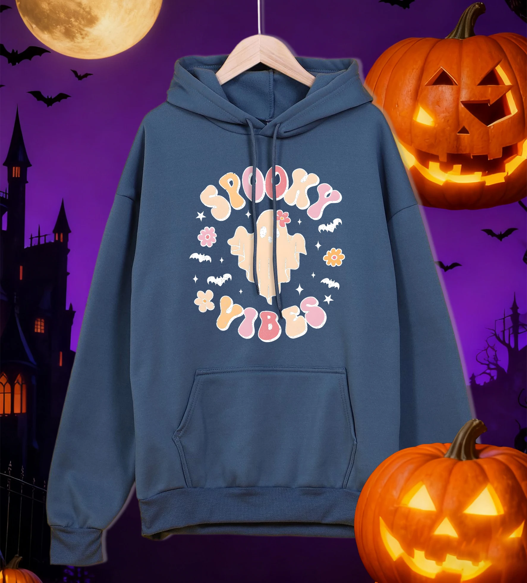 

Мужская толстовка с карманом в стиле хип-хоп на Хэллоуин, повседневные свободные пуловеры унисекс с принтом, осенняя флисовая уличная одежда