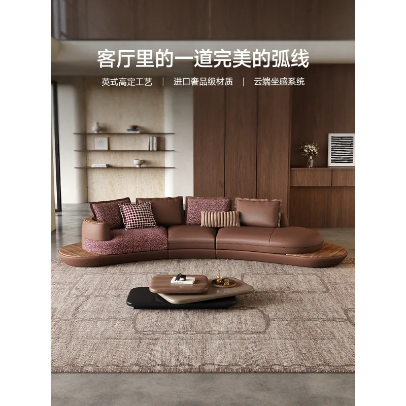 Modern minimalist leather sofa villa haute couture Godard sofa new leather cloth combination sofa