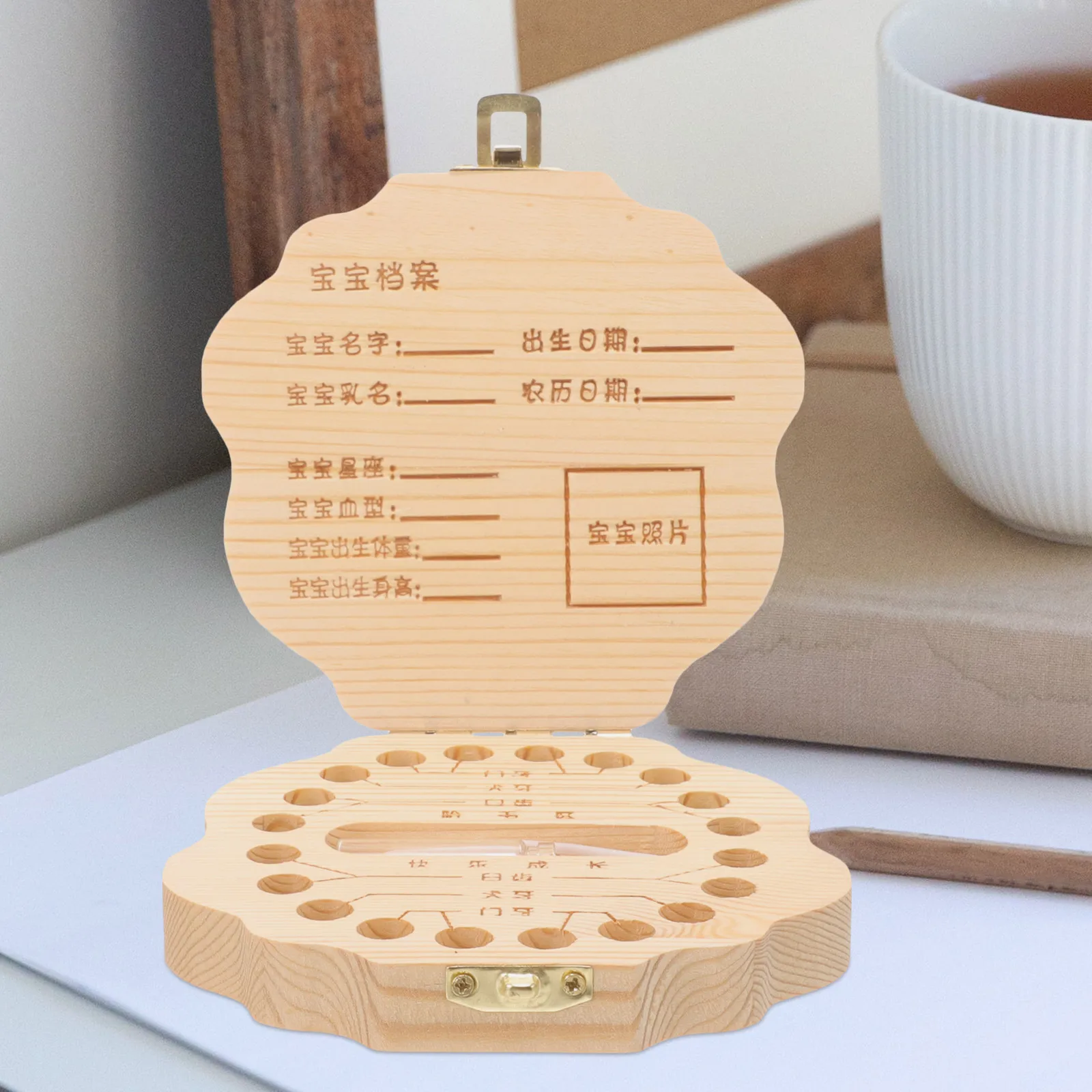

Baby Tooth Box Children Teeth Container Keepsake Case Lost Holder Deciduous Kids Wooden Safe Practical Storage Dragon Design