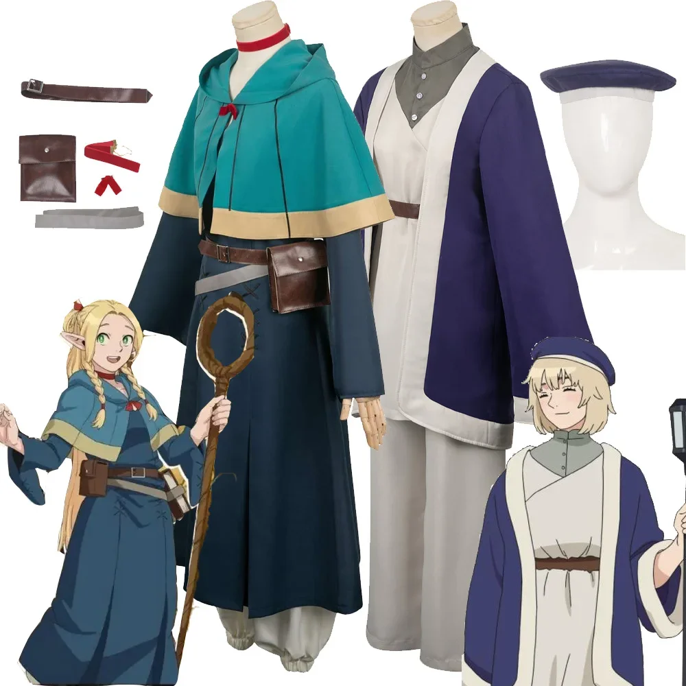 

Marcille Cosplay Falin Costume Anime Delicious in Dungeon Fantay Coat Pants Women Dress Outfits Halloween Carnival Party Suit