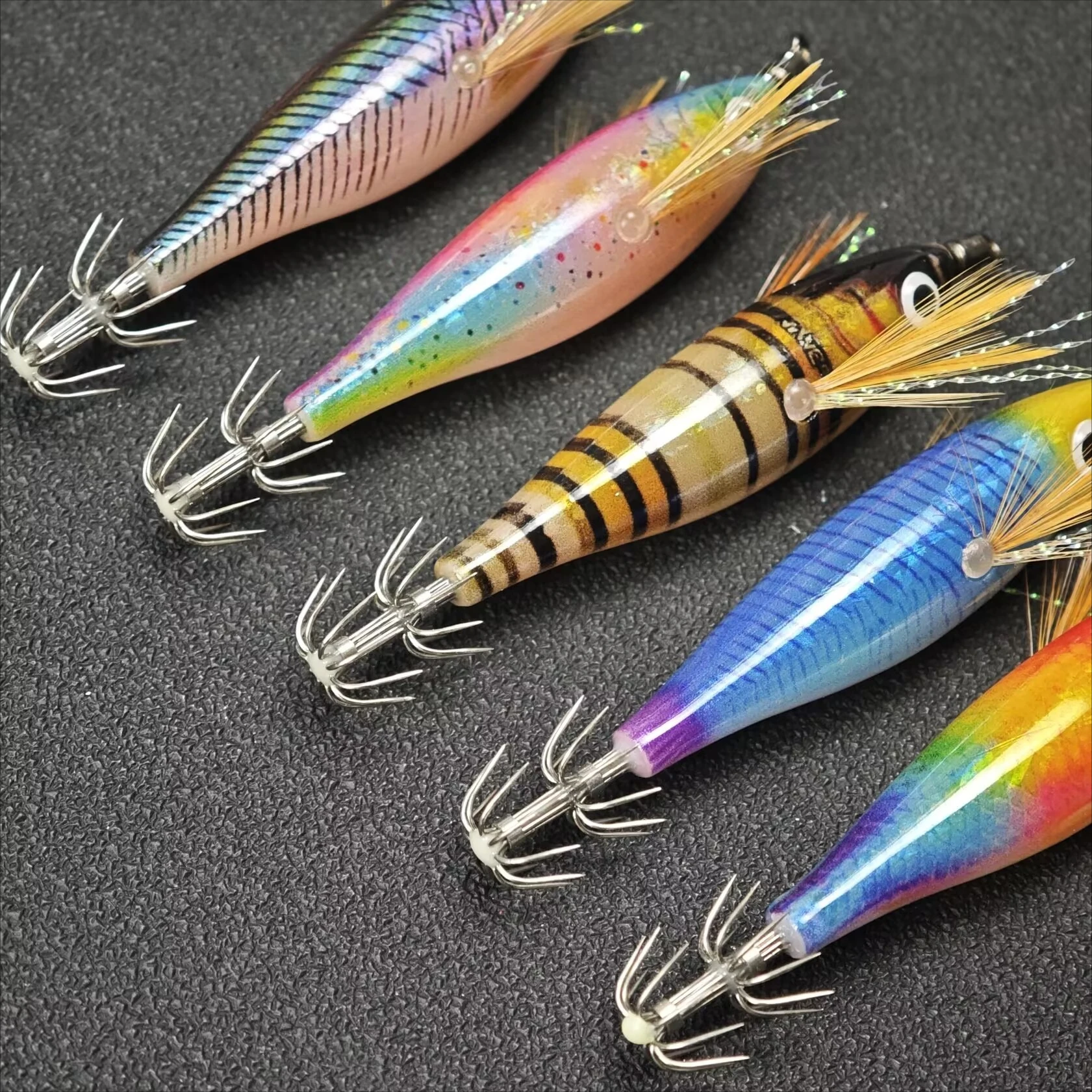 5 Stück/Set Angelköder Leuchtender Tintenfisch-Jig-Haken Garnelen-Köder Tintenfisch-Jig-Haken – Detail 3
