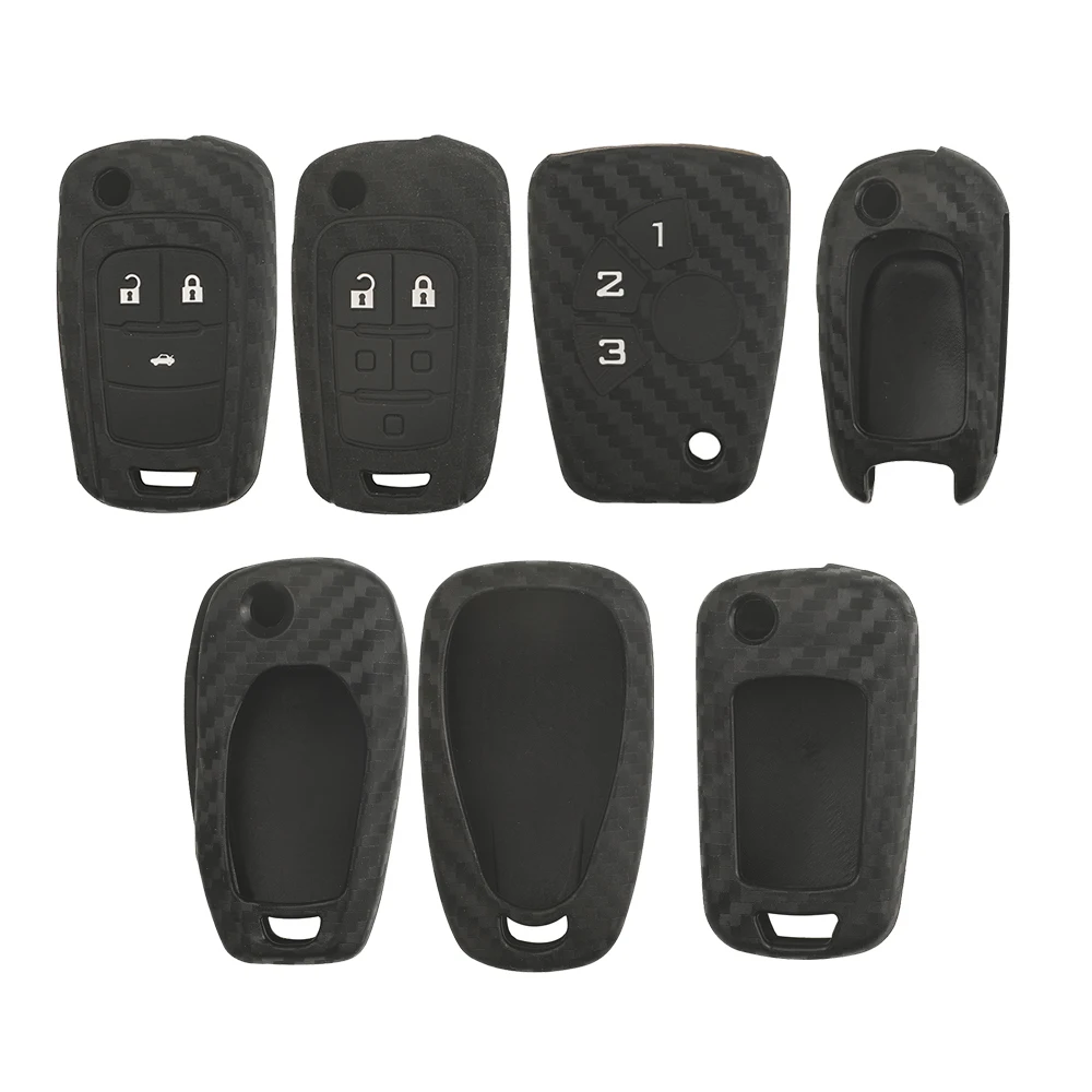 Carbon Silicone Key Case Cover for Chevrolet Cruze Aveo Trax Opel Astra Corsa Meriva Zafira Antara J Camaro Equinox Malibu Spark