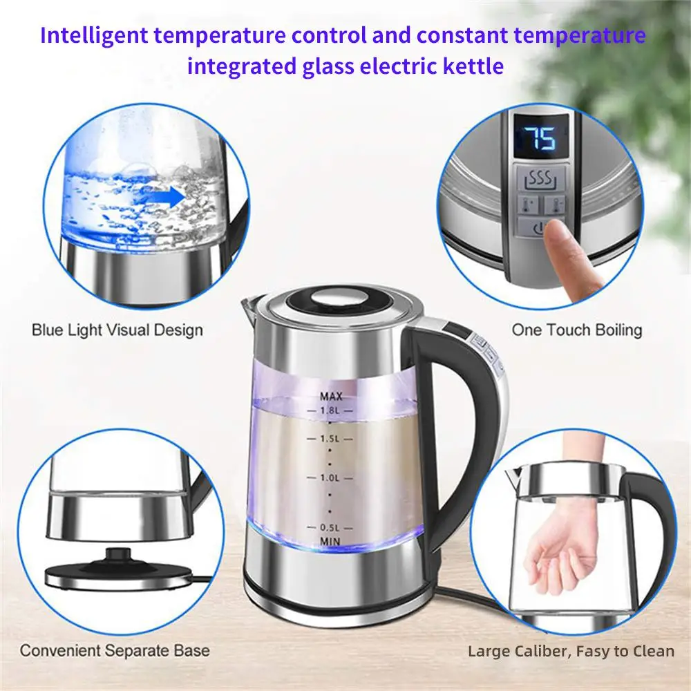 Kettle Transparent New With Insulation Function Household Fast Hot Boiling Kitchen Appliances Electric Kettle High Quality