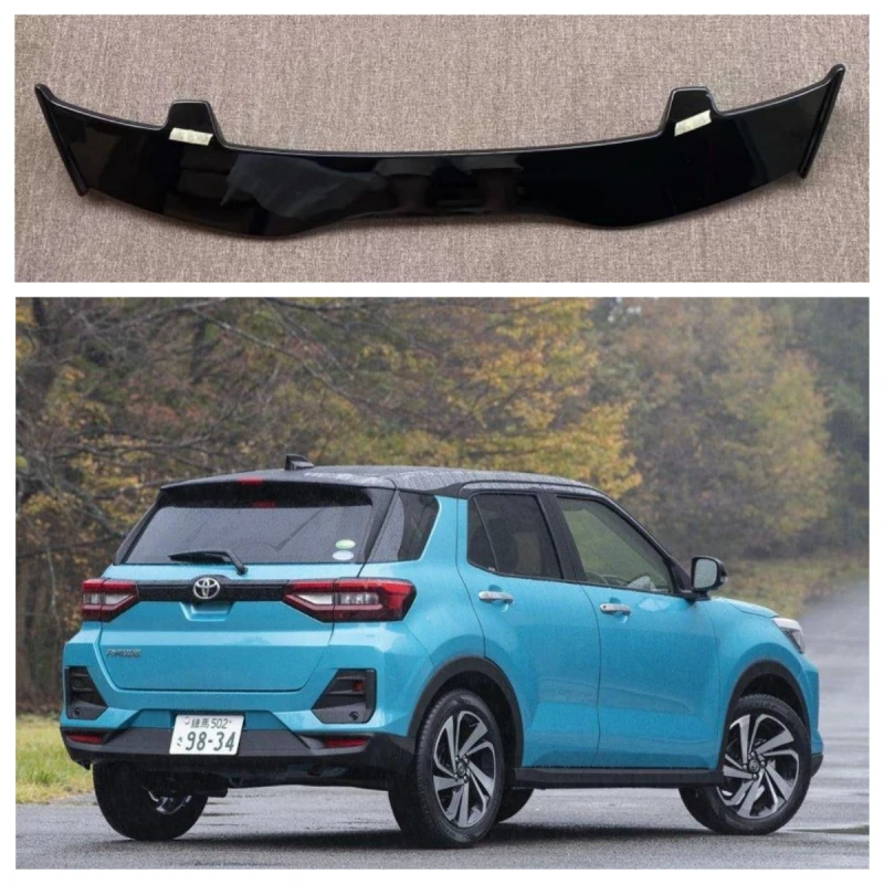 Hatchback Universal Rear Wing For Toyota Raize 2020 2021 ABS Plastic Carbon Fiber Look Accessories Roof Rear Wing Lip Spoiler