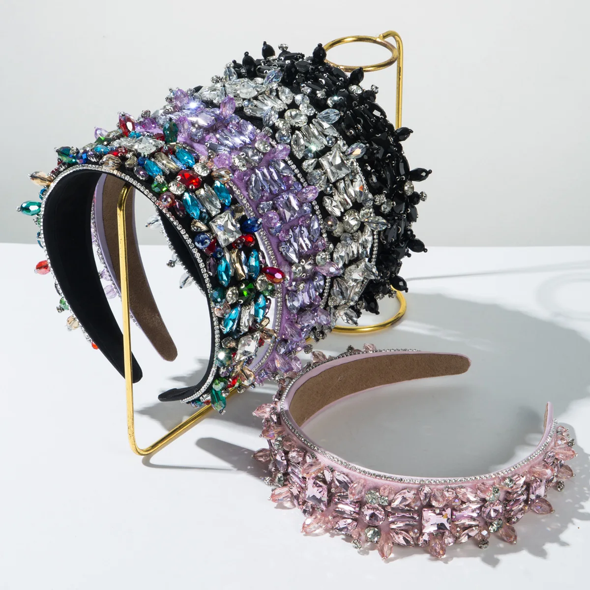 

Korean light luxury full diamond crystal headband heavy craftsmanship handmade beaded glass diamond high quality banquet hair ac