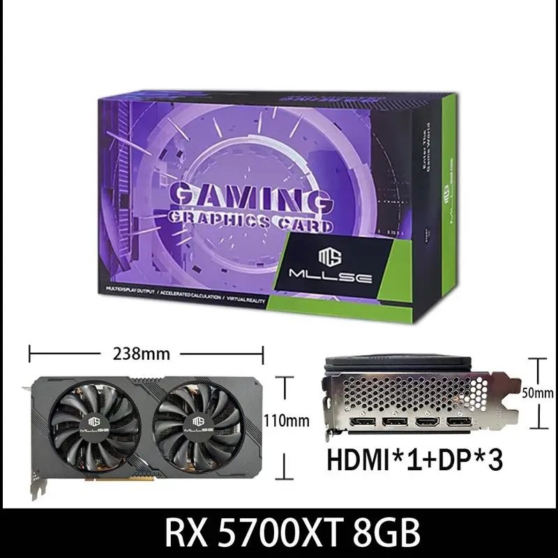 New! AMD RX 5700 XT 8GB Placa De Video Graphics Card GPU GDDR6 256-bit 7nm game Video Card rtx 5700 xt 8gb Support Desktop CPU