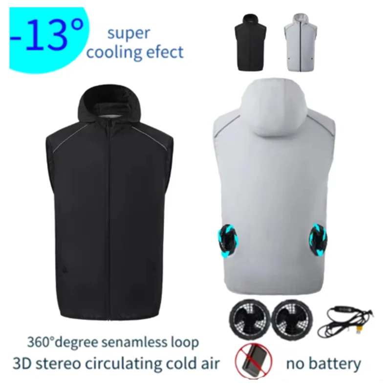 

Летний охлаждающий жилет для пар, с капюшоном, дышащий и комфортный, с вентилятором, охлаждающий защитный комбинезон для сварщиков