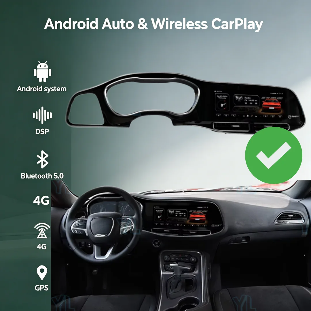 Android 14 CarPlay Car Radio For Dodge Challenger 2010-2024 12.3