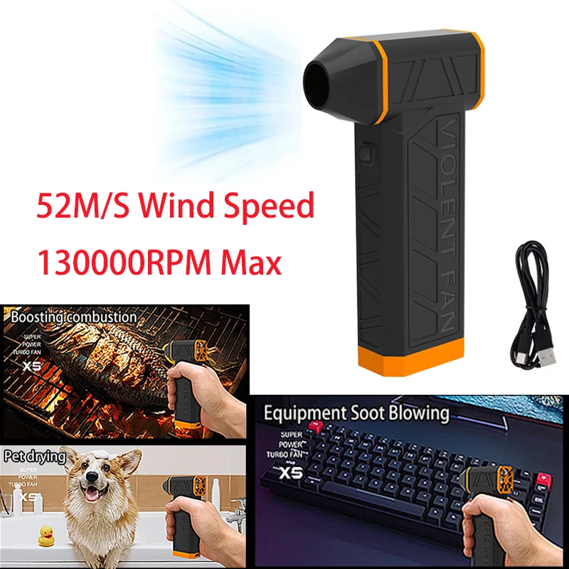 

Mini Turbo Jet Fan 130000RPM Wind Speed 52m/s Brushless Motor Handheld Duct Fan High-Performance Turbo Electric Air Blower