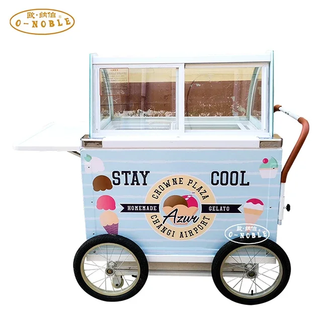 Ice cream trolley freezer refrigerated kiosks ice cream cart/commercial freezer ice cream van