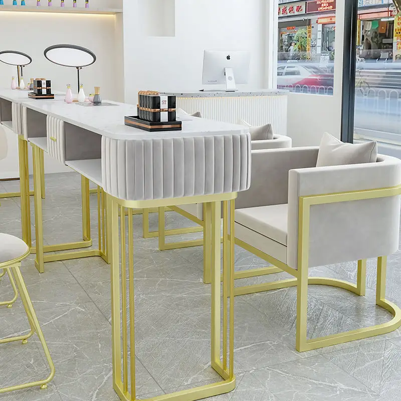 

Dust Collector Equipped Modern Nail Table Metal Desk for Salons