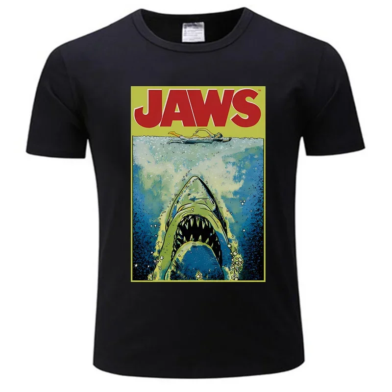 Trevco Jaws Movie Poster Retro Vintage Classic Universal Studios Mens Adult Graphic Tee T-Shirt 100 % Cotton Tee Shirts for Men