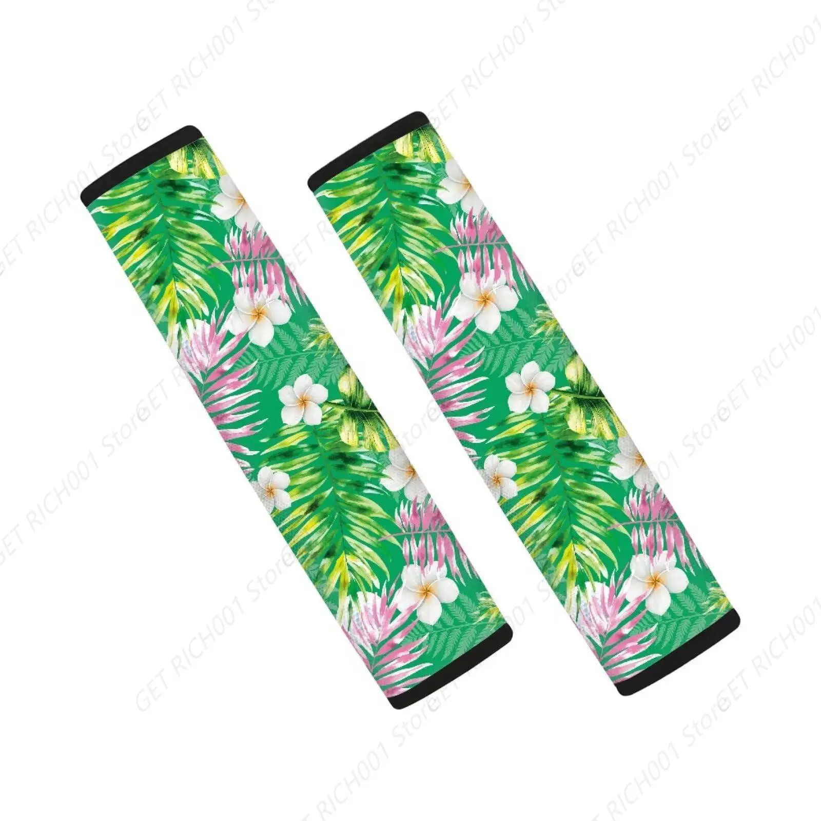 

Car Seat Belt Cover Pad,Soft Comfortable Shoulder Seatbelt Pads Cushions for Adults and Children Cars Decor Plumeria Palm Leaves