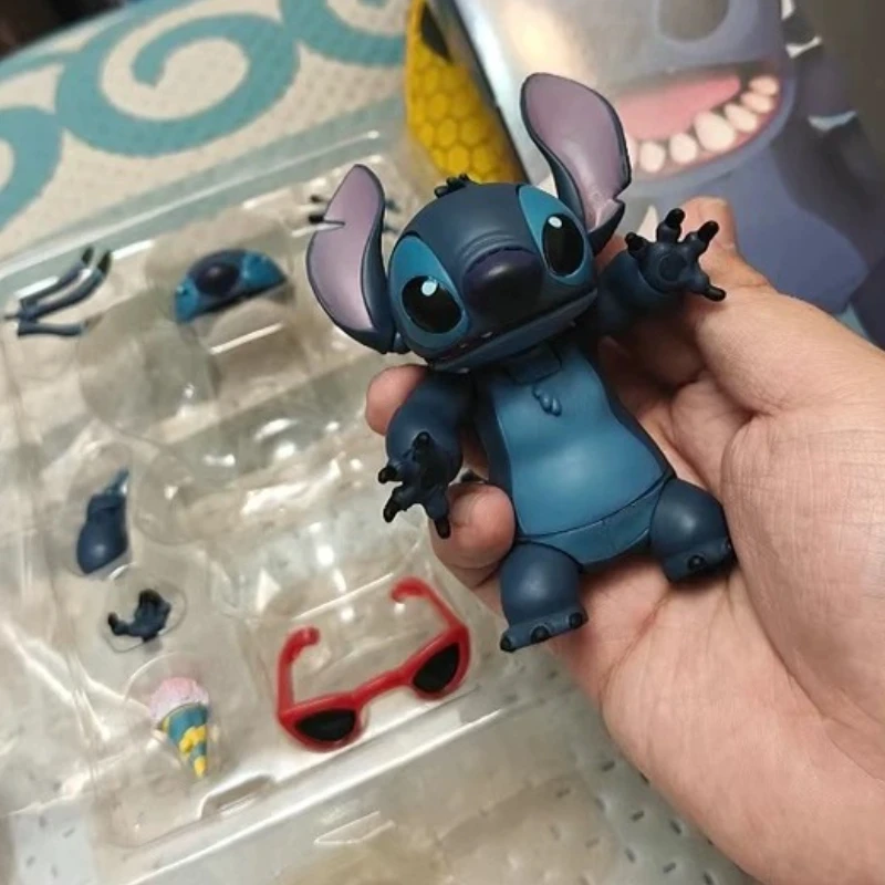 

12cm Lilo&Stitch Anime Movie Peripherals Stitch Figurine Movable Joint Ornament Model Desktop Decoration Creative Birthday Gift