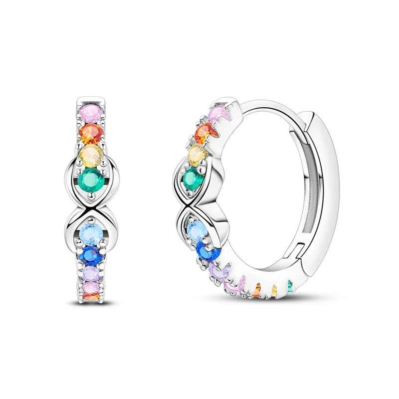 925 فضة أقراط النساء تألق لانهائي اللون زركونيا هوب القرط لهدايا مجوهرات الزفاف الذكرى #1