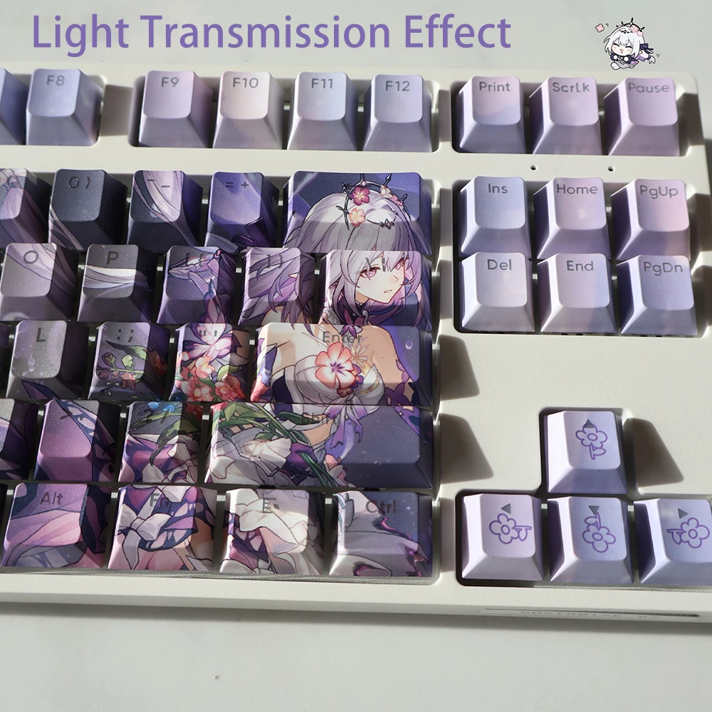 เกม Honkai Impact3 Castorice PBT Key Caps คอสเพลย์ Props แกนด้านข้างแกะสลัก MechanKeycaps Gaming Tabletop อุปกรณ์
