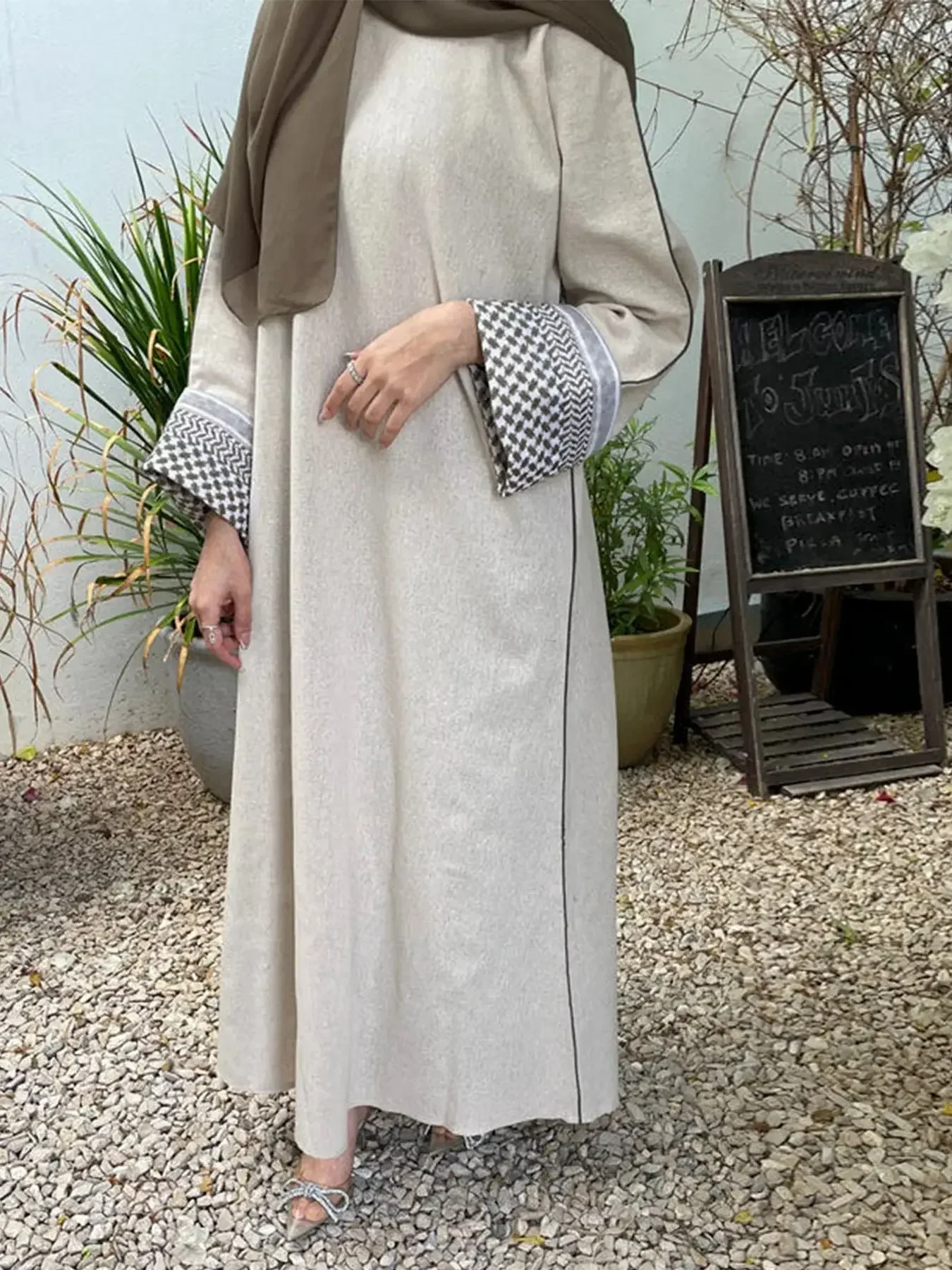 Fashion Flowers Printed Muslim Dress With Belt Robe Abaya Female Full Length Muslim Outerwear Worship Service Abaya wy1986