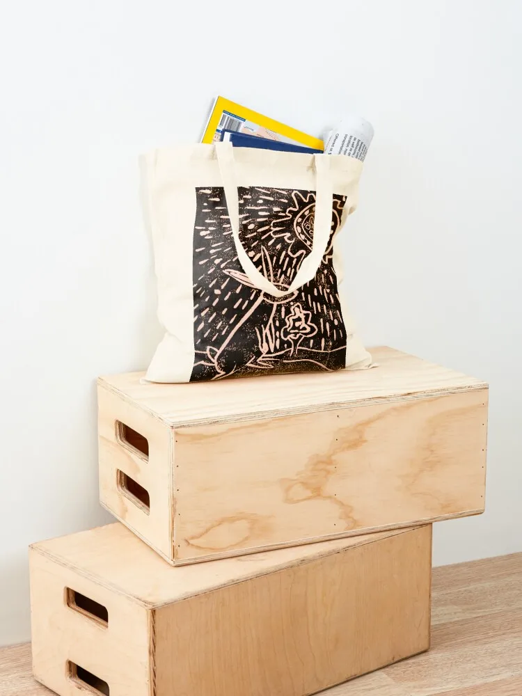 Rabbit / Hare Lino Print Watership Down Tote Bag canvas shopping bag Customizable tote bag Fabric tote screen